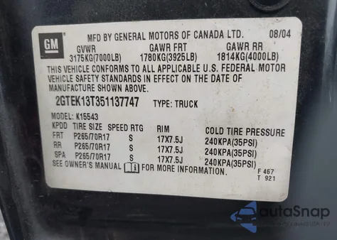 2005 GMC Sierra 1500 Sle из США, поврежденный, VIN 2GTEK13T351137747